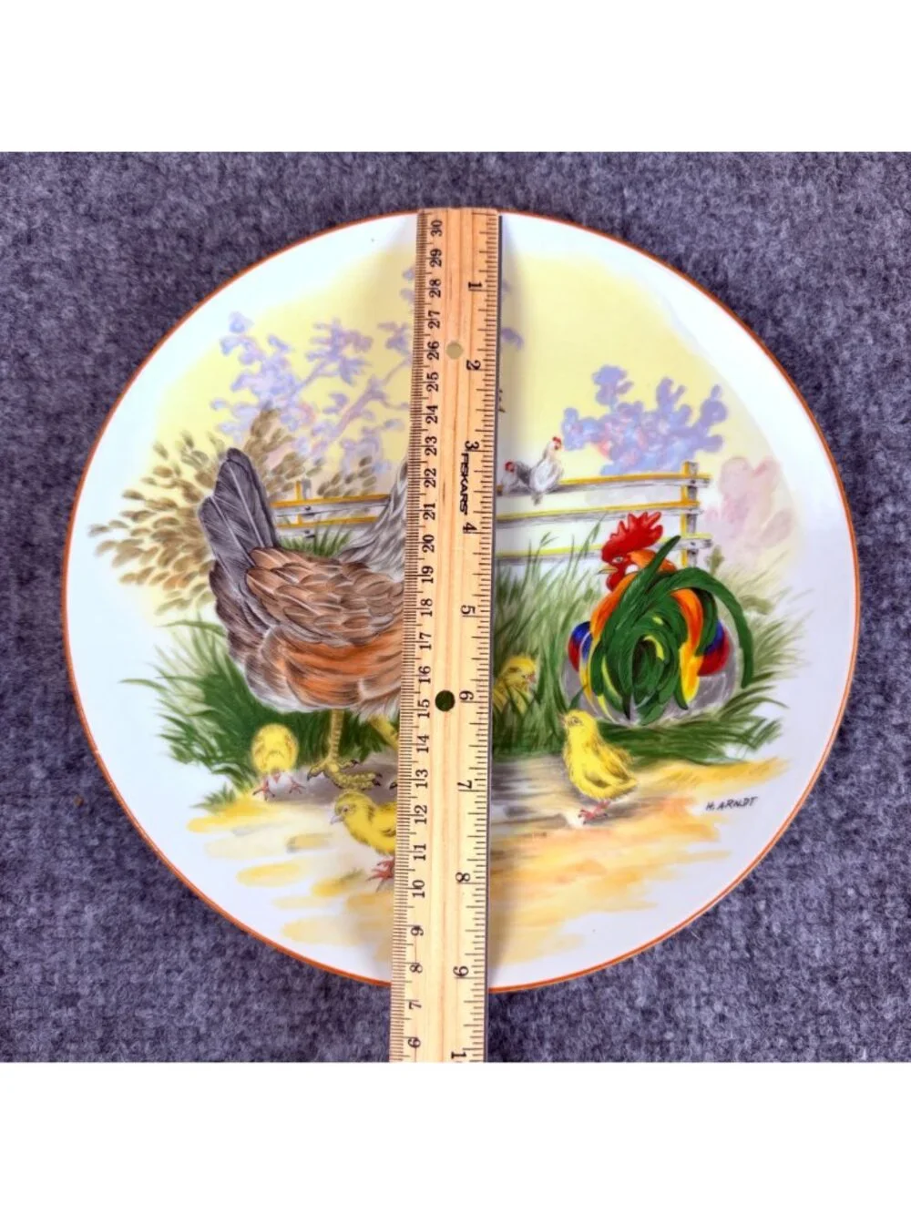 Vintage H. Arndt Chicken Family Collector Plate - Farmhouse Decor